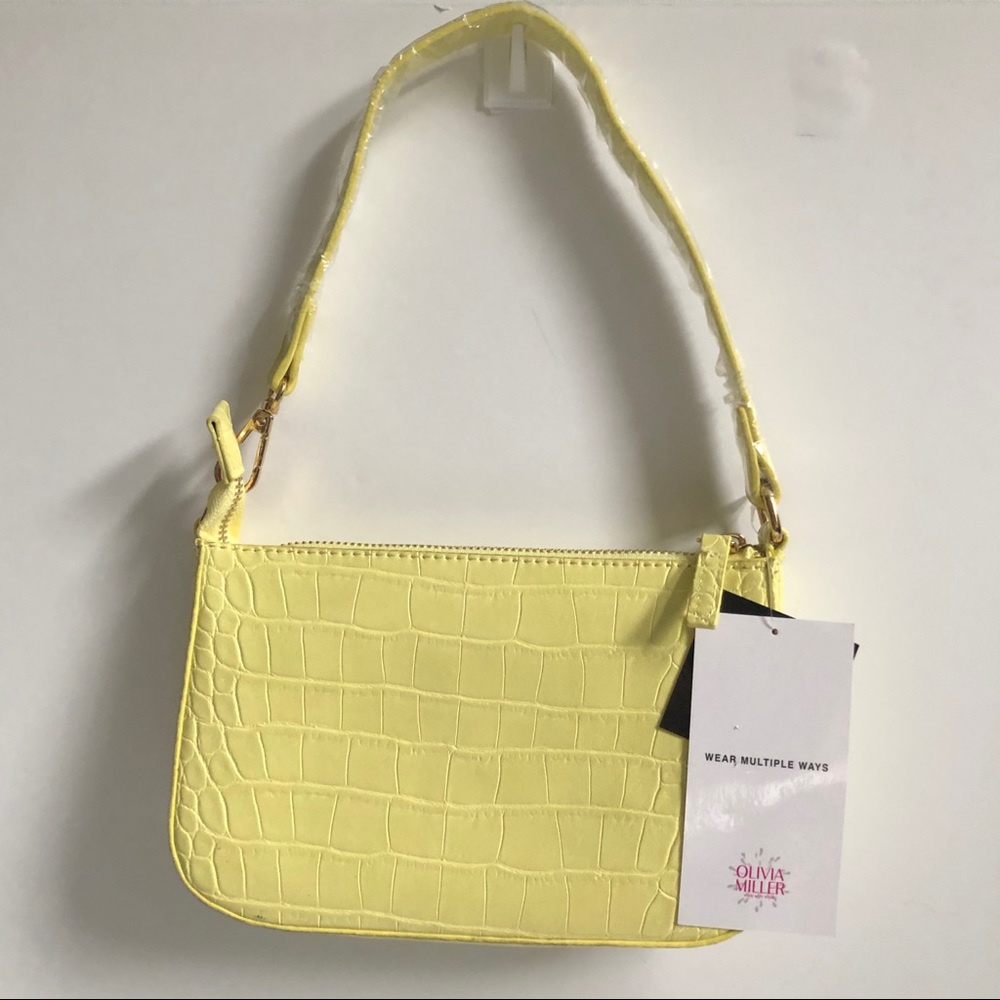 Olivia Miller Croc Millie Shoulder Bag, Lemon